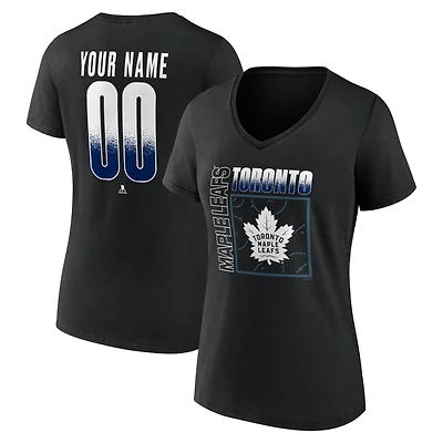 Women's Black Toronto Maple Leafs Home Ice Pop Personalized Name & Number V-Neck T-Shirt