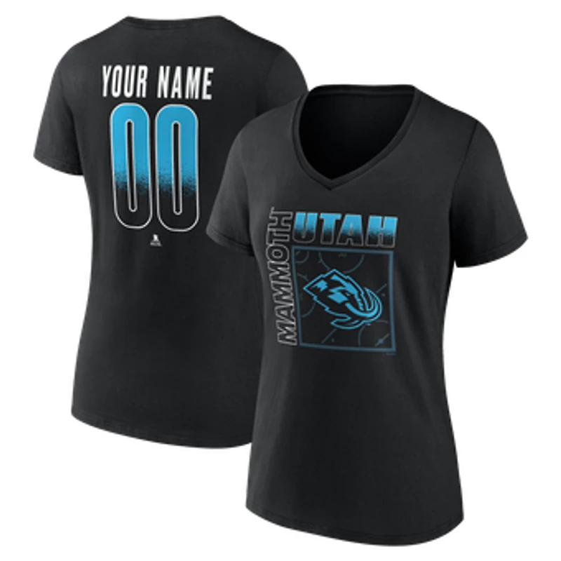 Women's Black Utah Mammoth Home Ice Pop Personalized Name & Number V-Neck T-Shirt