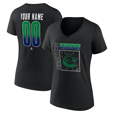 Women's Black Vancouver Canucks Home Ice Pop Personalized Name & Number V-Neck T-Shirt