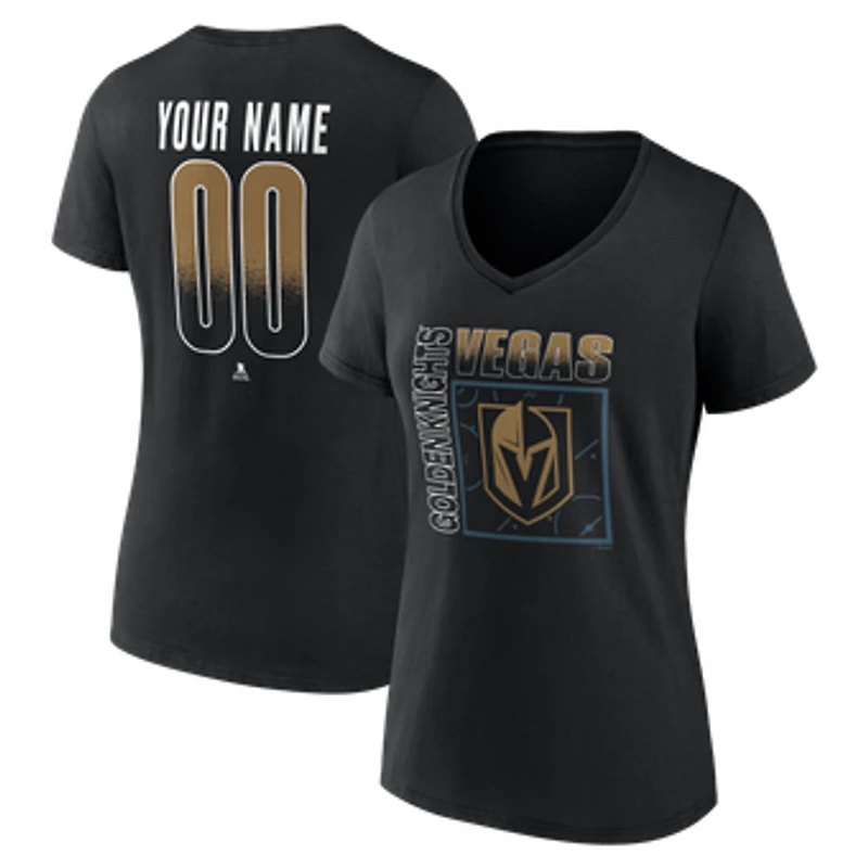 Women's Black Vegas Golden Knights Home Ice Pop Personalized Name & Number V-Neck T-Shirt