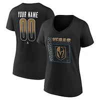 Women's Black Vegas Golden Knights Home Ice Pop Personalized Name & Number V-Neck T-Shirt