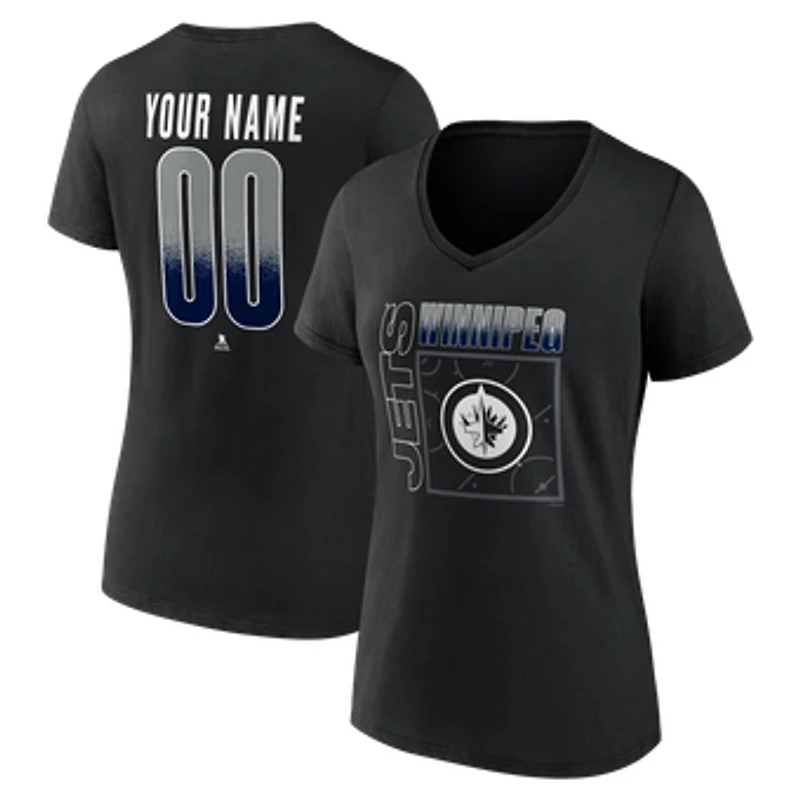 Women's Black Winnipeg Jets Home Ice Pop Personalized Name & Number V-Neck T-Shirt