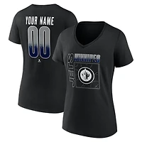 Women's Black Winnipeg Jets Home Ice Pop Personalized Name & Number V-Neck T-Shirt
