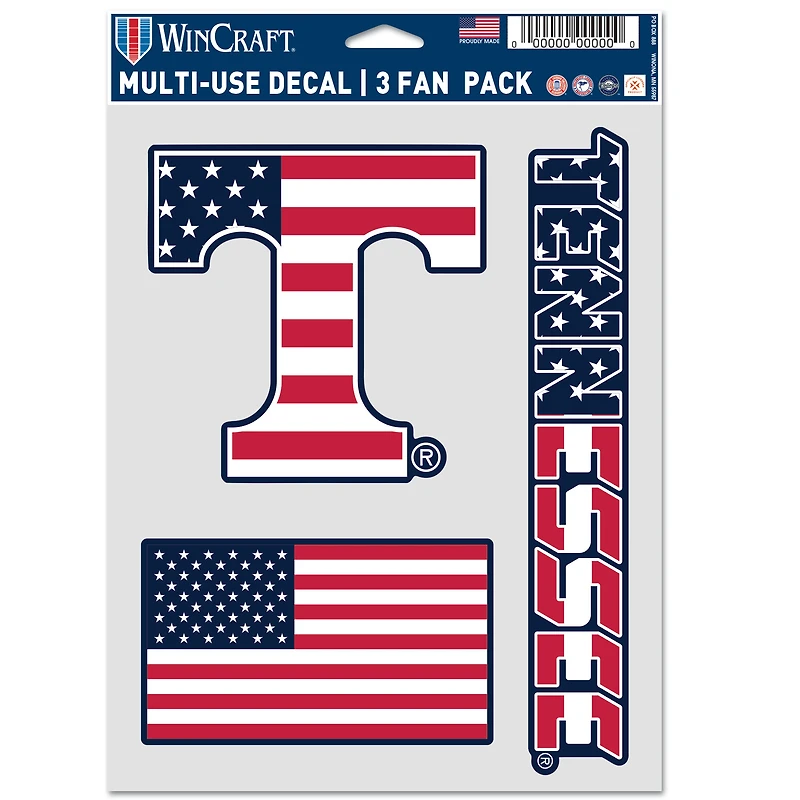 WinCraft Tennessee Volunteers Three-Piece Stars & Stripes Fan Decal Set