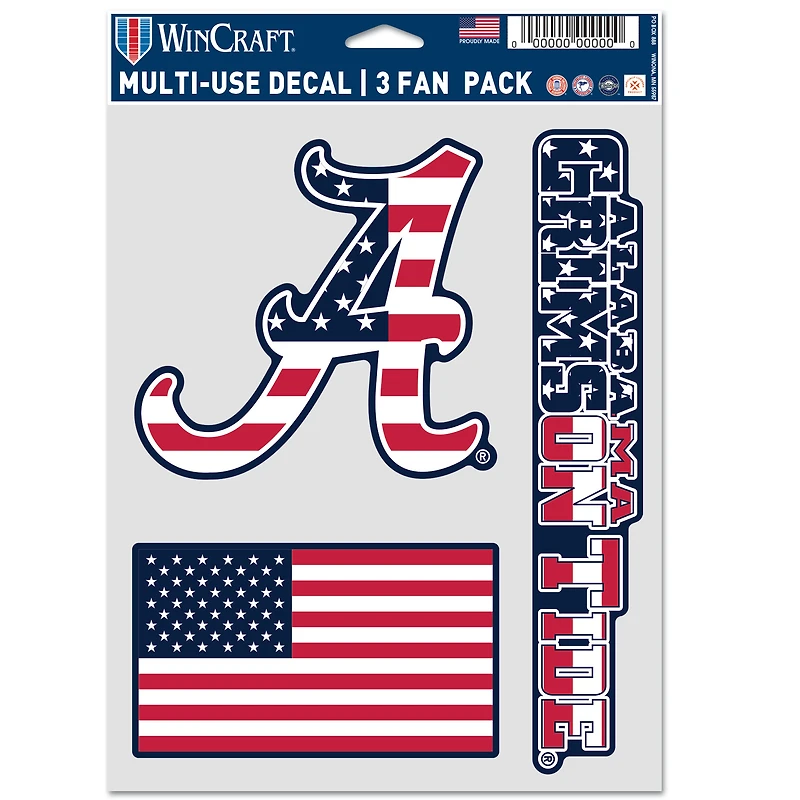 WinCraft Alabama Crimson Tide Three-Piece Stars & Stripes Fan Decal Set
