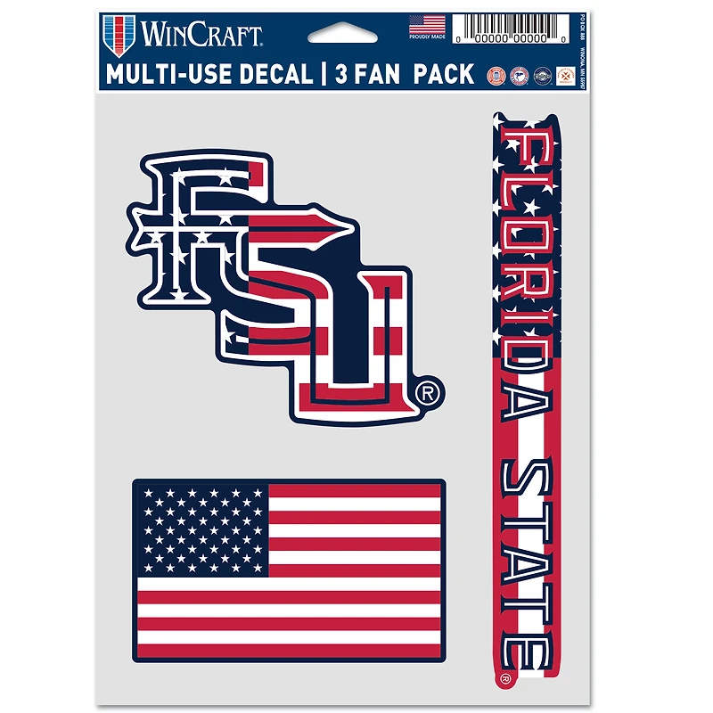 WinCraft Florida State Seminoles Three-Piece Stars & Stripes Fan Decal Set