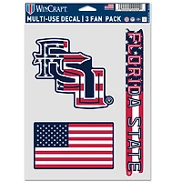 WinCraft Florida State Seminoles Three-Piece Stars & Stripes Fan Decal Set