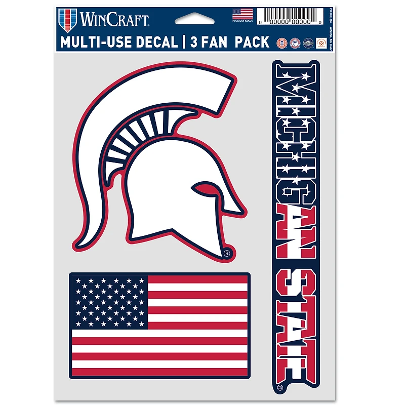 WinCraft Michigan State Spartans Three-Piece Stars & Stripes Fan Decal Set