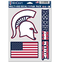 WinCraft Michigan State Spartans Three-Piece Stars & Stripes Fan Decal Set