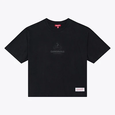 Women's Mitchell & Ness Black Arizona Cardinals Core Essentials Micro Logo Boxy Crop T-Shirt