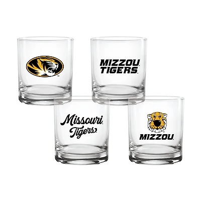 Indigo Falls Missouri Tigers Core 4-Pack Collectors Rocks Glass Set