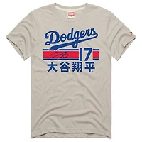 Men's Homage Shohei Ohtani Stone Los Angeles Dodgers Signature Kanji Name & Number Tri-Blend T-Shirt