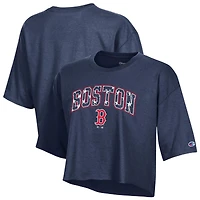 Women's Champion  Navy Boston Red Sox Boyfriend Cropped Americana T-Shirt