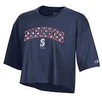 Women's Champion  Navy Seattle Mariners Boyfriend Cropped Americana T-Shirt