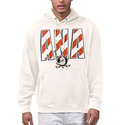 Men's Starter Cream Anaheim Ducks City Abbreviation Fleece Hoodie