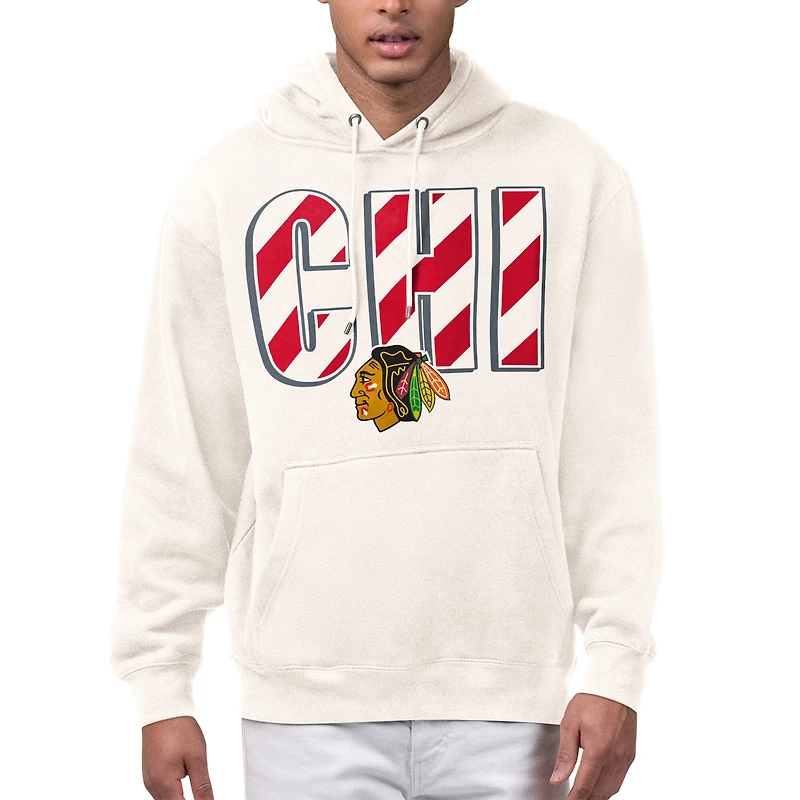Men's Starter Cream Chicago Blackhawks City Abbreviation Fleece Hoodie