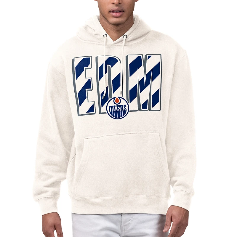 Men's Starter Cream Edmonton Oilers City Abbreviation Fleece Hoodie