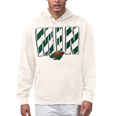 Men's Starter Cream Minnesota Wild City Abbreviation Fleece Hoodie