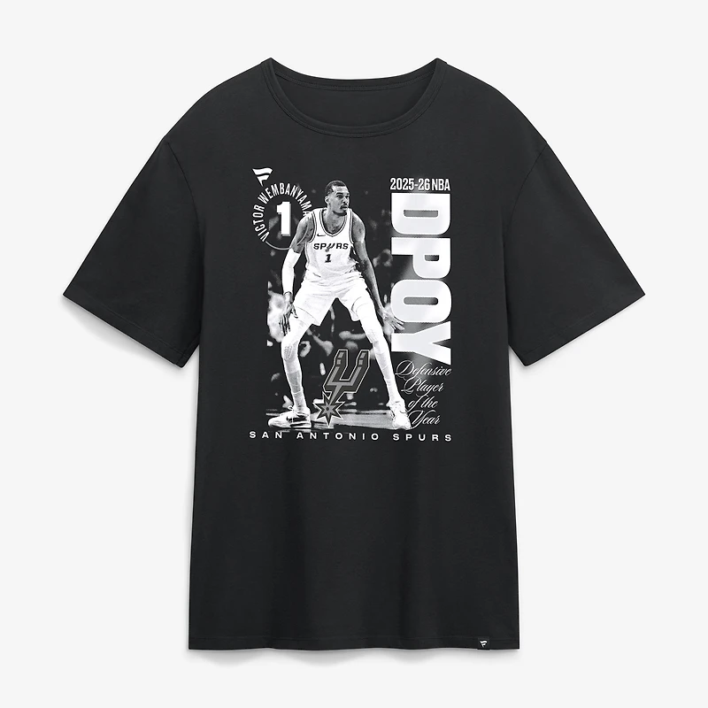 Men's Victor Wembanyama Black San Antonio Spurs 2025-26 NBA Defensive Player of the Year Legacy T-Shirt