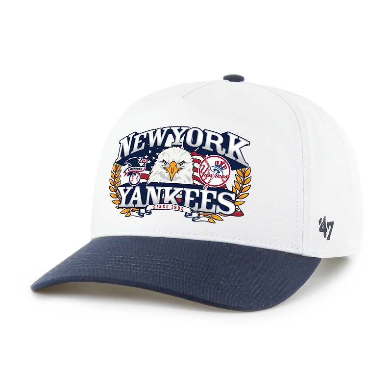 Men's '47 White/Navy New York Yankees Americana Eagle Hitch Adjustable Hat