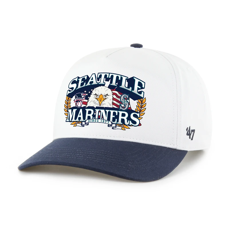Men's '47 White/Navy Seattle Mariners Americana Eagle Hitch Adjustable Hat