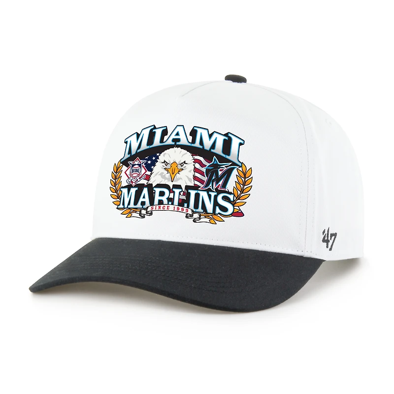 Men's '47 White/Black Miami Marlins Americana Eagle Hitch Adjustable Hat