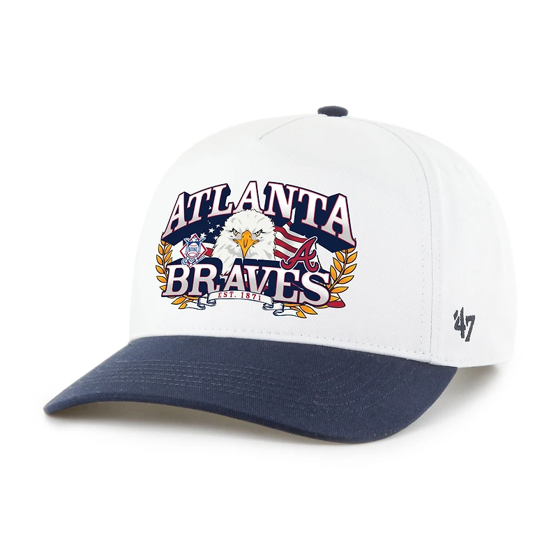 Men's '47 White/Navy Atlanta Braves American Eagle Hitch Adjustable Hat