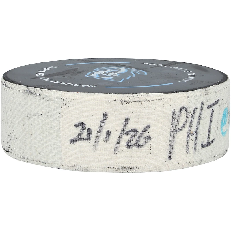 Christian Dvorak Philadelphia Flyers Game-Used Goal Puck from January 21, 2026 vs. Utah Mammoth