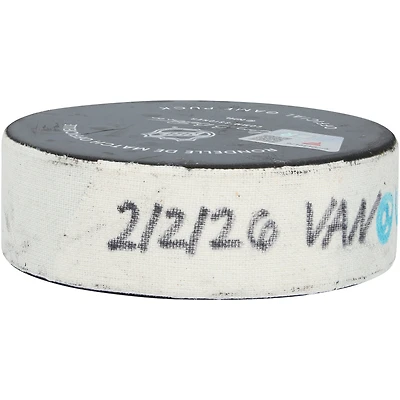 Liam Öhgren Vancouver Canucks Game-Used Goal Puck from February 2, 2026 vs. Utah Mammoth