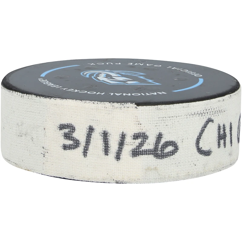 Teuvo Teravainen Chicago Blackhawks Game-Used Goal Puck from March 1, 2026 vs. Utah Mammoth