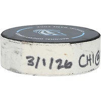 Landon Slaggert Chicago Blackhawks Game-Used Goal Puck from March 1, 2026 vs. Utah Mammoth