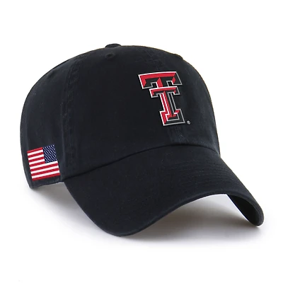 Men's '47 Black Texas Tech Red Raiders Americana Heritage Clean Up Adjustable Hat