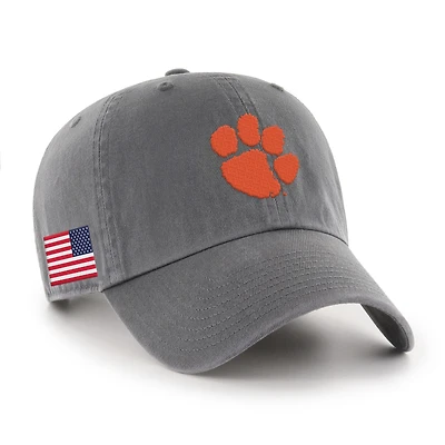 Men's '47 Charcoal Clemson Tigers Americana Heritage Clean Up Adjustable Hat