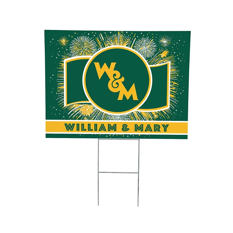 William & Mary Tribe 24" x 18" Patriotic Fireworks Outdoor Yard Sign