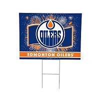 Edmonton Oilers 24" x 18" Patriotic Fireworks Outdoor Yard Sign