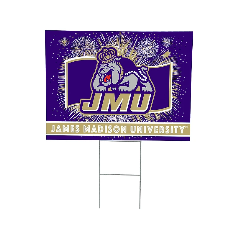 James Madison Dukes 24" x 18" Patriotic Fireworks Outdoor Yard Sign