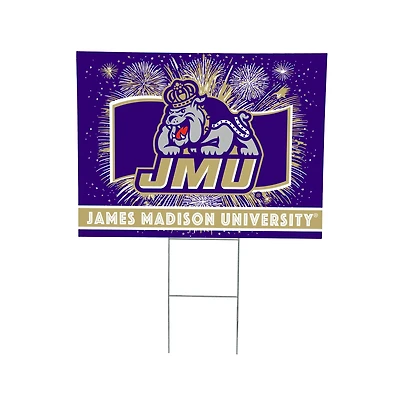 James Madison Dukes 24" x 18" Patriotic Fireworks Outdoor Yard Sign