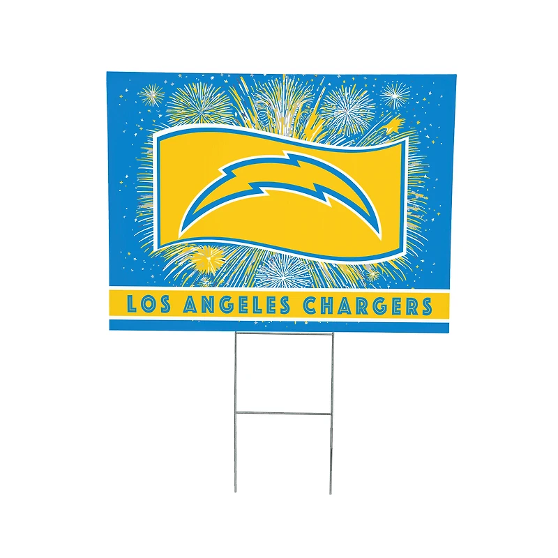 Los Angeles Chargers 24" x 18" Patriotic Fireworks Outdoor Yard Sign