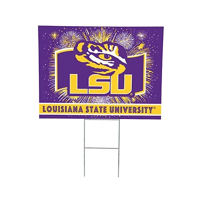 LSU Tigers 24" x 18" Patriotic Fireworks Outdoor Yard Sign