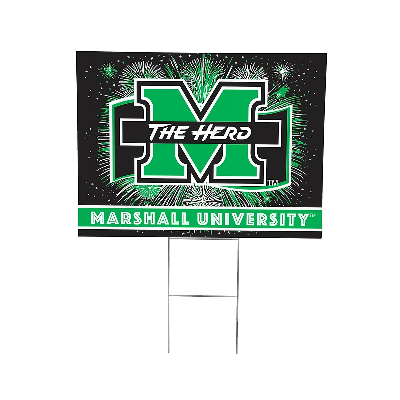 Marshall Thundering Herd 24" x 18" Patriotic Fireworks Outdoor Yard Sign