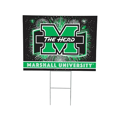 Marshall Thundering Herd 24" x 18" Patriotic Fireworks Outdoor Yard Sign