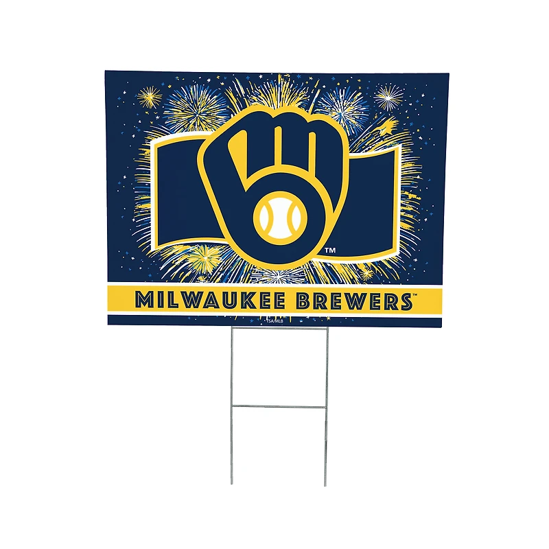 Milwaukee Brewers 24" x 18" Patriotic Fireworks Outdoor Yard Sign