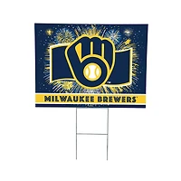 Milwaukee Brewers 24" x 18" Patriotic Fireworks Outdoor Yard Sign