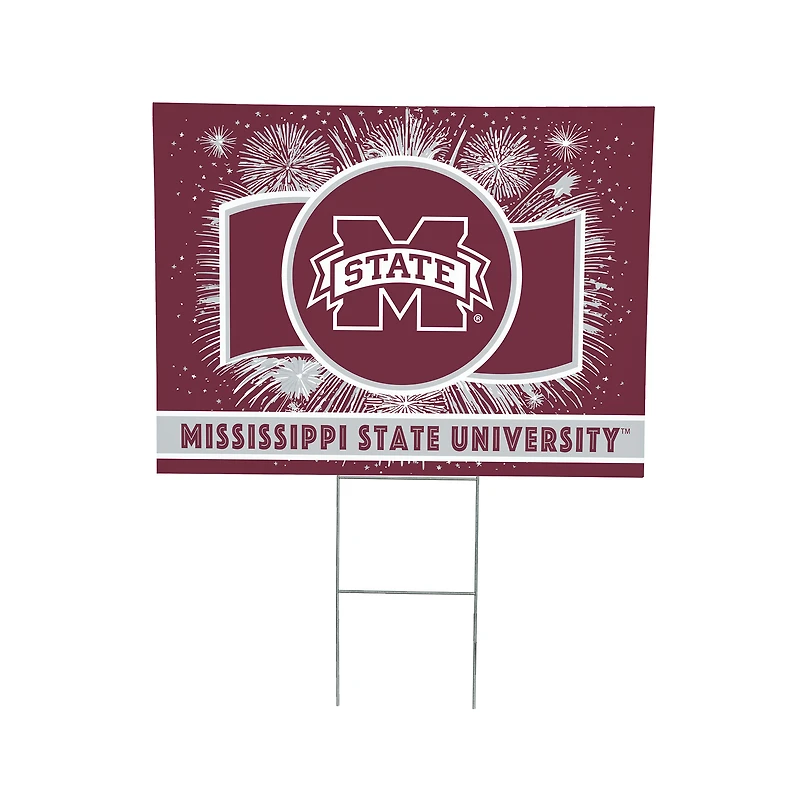 Mississippi State Bulldogs 24" x 18" Patriotic Fireworks Outdoor Yard Sign