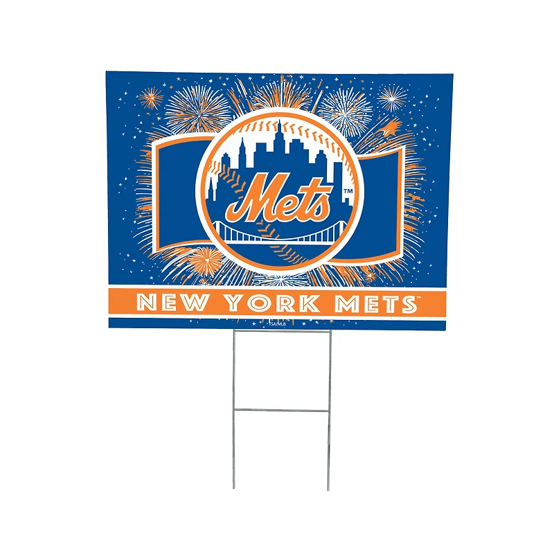 New York Mets 24" x 18" Patriotic Fireworks Outdoor Yard Sign