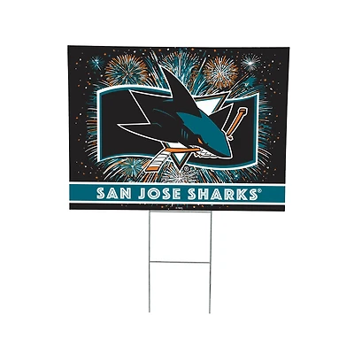 San Jose Sharks 24" x 18" Patriotic Fireworks Outdoor Yard Sign