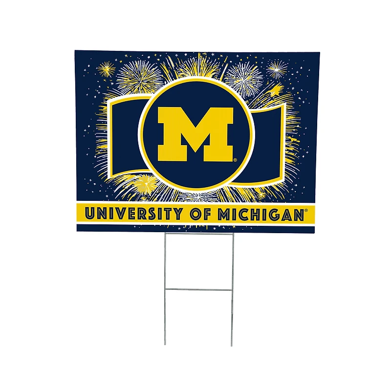 Michigan Wolverines 24" x 18" Patriotic Fireworks Outdoor Yard Sign