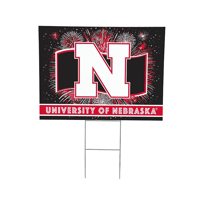 Nebraska Huskers 24" x 18" Patriotic Fireworks Outdoor Yard Sign