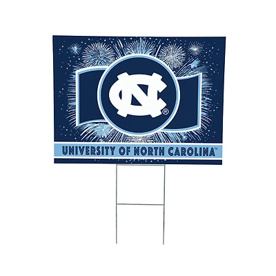 North Carolina Tar Heels 24" x 18" Patriotic Fireworks Outdoor Yard Sign