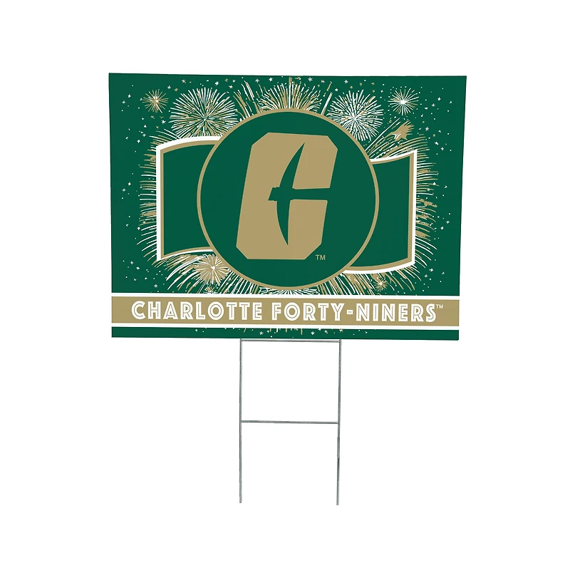 Charlotte 49ers 24" x 18" Patriotic Fireworks Outdoor Yard Sign